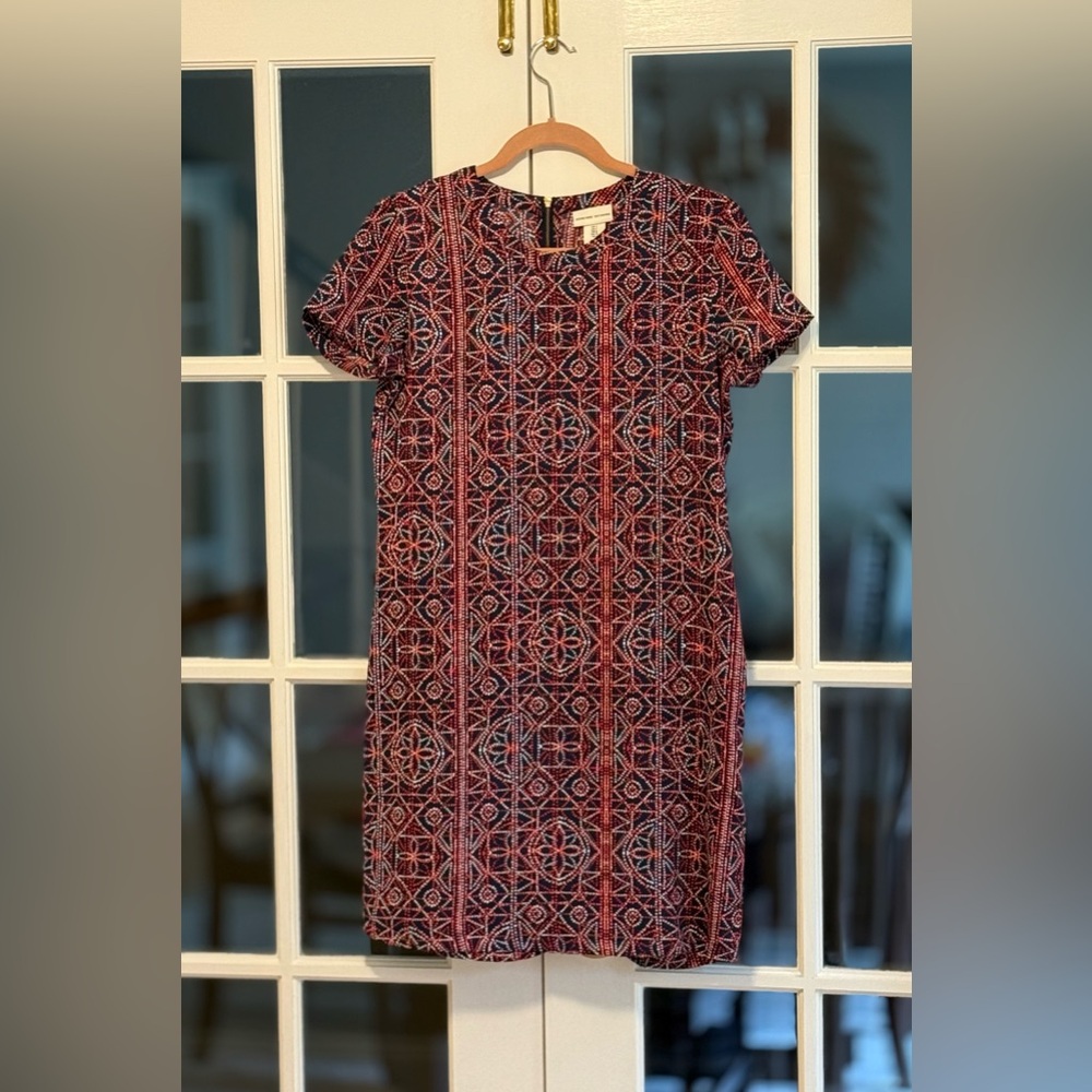 Geometric Patterned Red and Black Dress